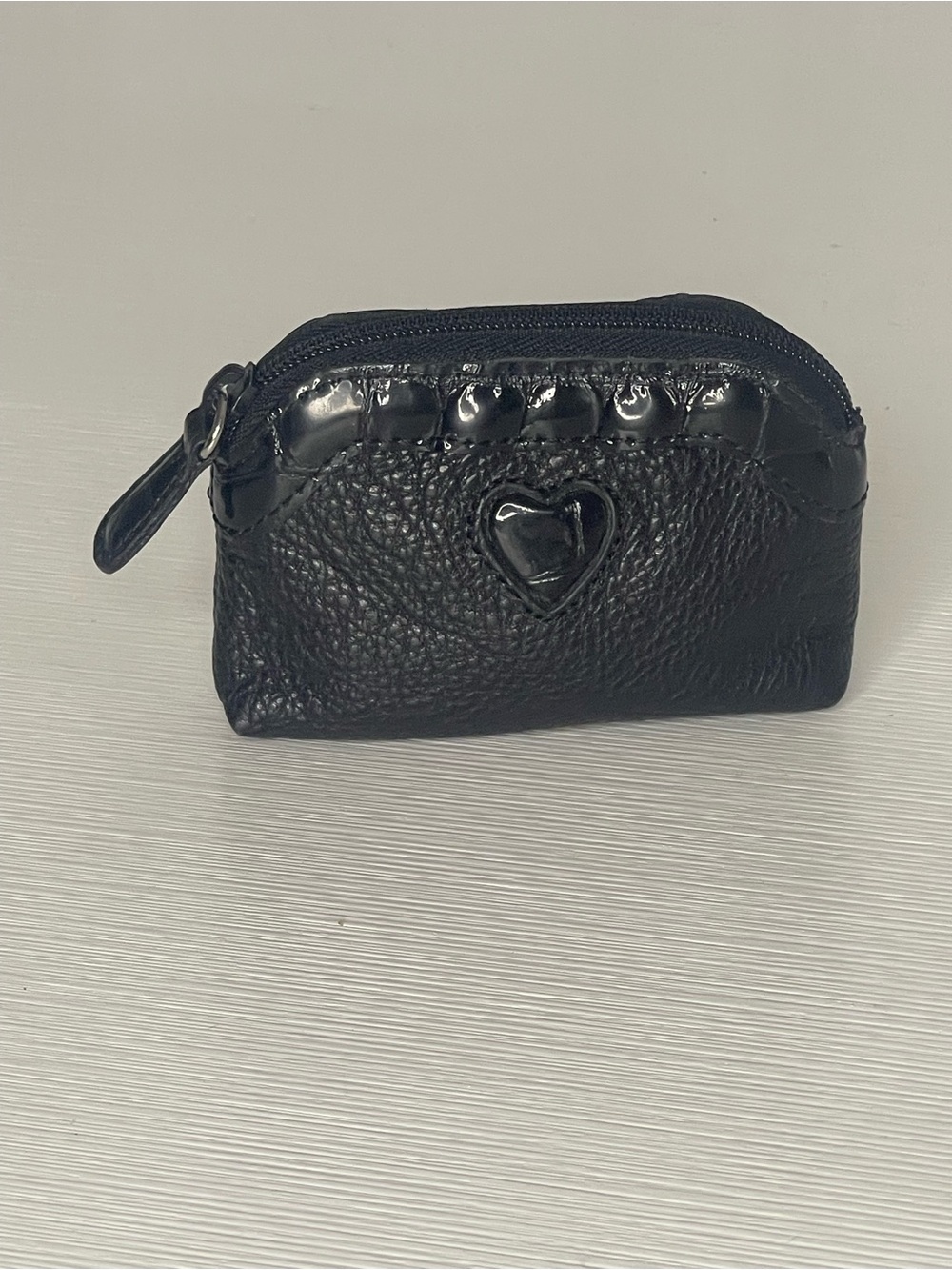 Vintage Brighton Black Leather Heart Coin Pouch
